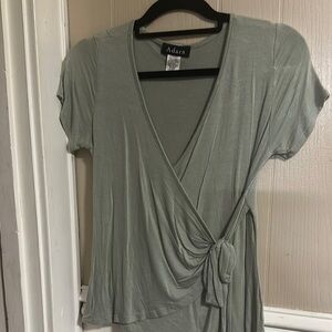 Sage Green Wrap Tie Front Blouse Size Small